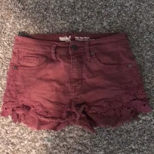 Maroon high rise shorts